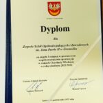 Dyplom za zajęcie pierwszego miejsca w powiatowym wsółzawodnictwie sportowym w ramach Licealiady Młodziezy w rokuszkolnym 2021/2022